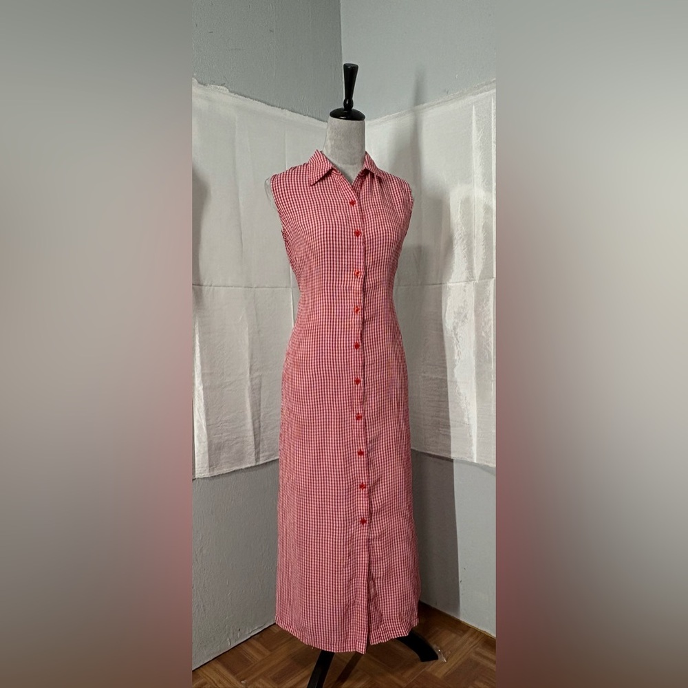 Unbranded Red Checkered Button Dress Size 6